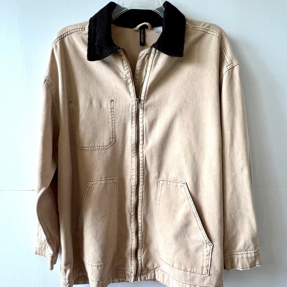 Utility Coat or Jacket, by H&M DIVIDED, Size Large, Tan, Brown Corduroy Collar